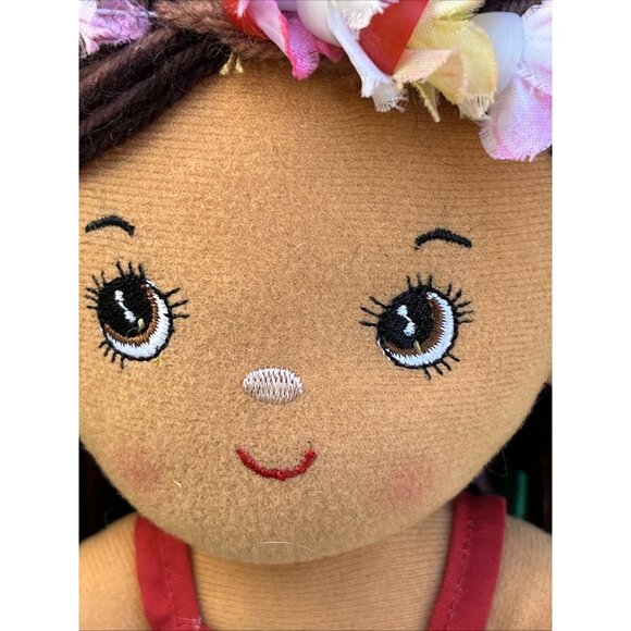 Hawaiian Hula Girl Plush Doll lot of 3 Hawaii Yarn Hair Aloha Pineapple - Picture 3 of 16